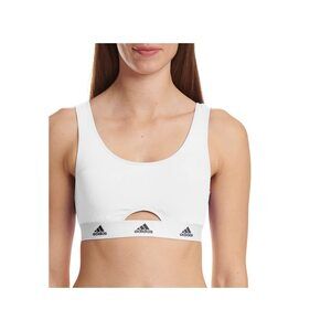 Adidas Women's Cotton Logo Scoop Bralette, White, Medium